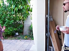 Filthy step dad fucks his step daughter when wife decides to join