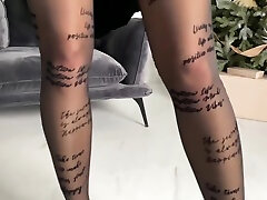 4k Gorgeous Patterned Pantyhose Nylon On My Legs 25
