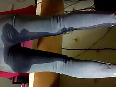 Emma pissing and working in tight jeans