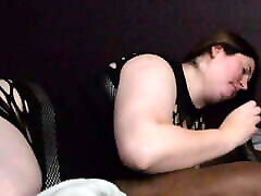 Slobbing on a hard black cock