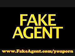 FakeAgent Hot brunette takes first time creampie