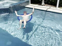 BBW floating in the pool