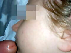 I cum on her face and the sperm flows down her cheek