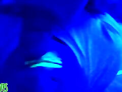 Neon lips blowjob denied cum in mouth