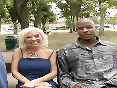 Blonde Milf slut with big tits fucked in front of her black cuckold husband