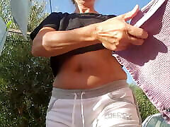 nippleringlover - amateur bbc white wife milf outdoors without bra, flashing sexy ass, pierced pussy and huge pierced nipples