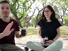 How does a day at the park end up with a amatuer webcam pee blowjob? - Cute hinen camera swallows cum