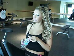 Babe gets fucked in the ass after workout session!