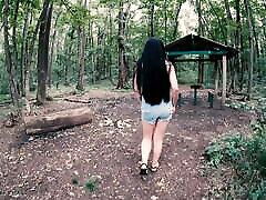 Horny Brunette Teen POV Outdoor Blowjob