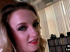 HJ medium boobed babe jerks oiled POV pecker and talks dirty