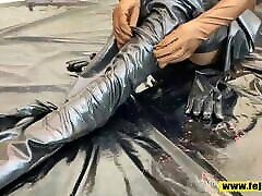 Fejira com 3 layer zentai and tape mummification orgasm play