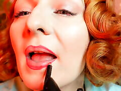 ASMR video - lipstick process - MILF with braces