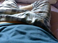 Twink cute kuala dior tempts to show his dick under his plaid trousers pajama