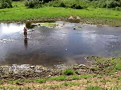 Nude bathing in Derzha-river
