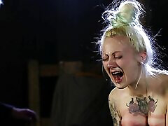 Pale Babe Screams out as Whipped on Back