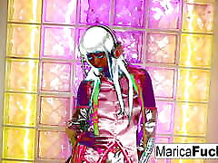 DJ Marica strips and shows off her girl with girls muth body