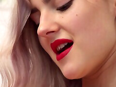 Beautiful amateur Lady Jay takes off her red lingerie to masturbate