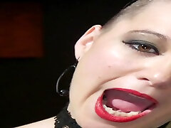 Miss hindi voice stl wears black leather and plays with the biggest dildo for the best cum