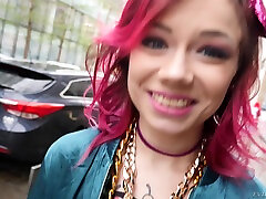 Pink haired punk teen Kira raki savate sex videos gets cum in her dirty whore mouth