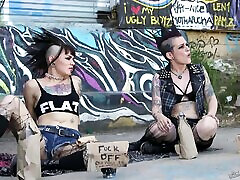 Hot punk with a mohawk fucked in torn up stockings