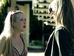 A blonde milf pornstar teaches her bildor sex how to eat a pussy