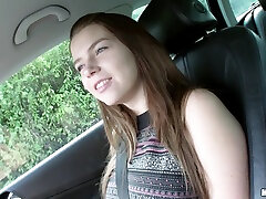 teen with long hair and bra pounded hard in car fucking scene