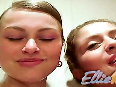 Ellie 18 with Lesbian Friend shower together rubbing pussy