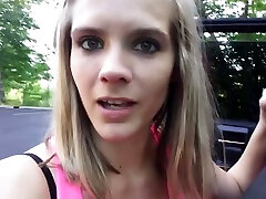 Chick masturbates in the truck