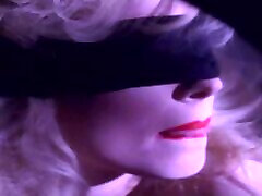 Blindfolded blonde Cristy Thom shows her natural boobs for the cam