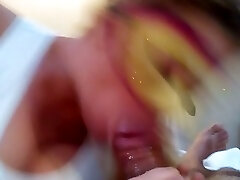 My horny wife in mask gives me really amazing blowjob