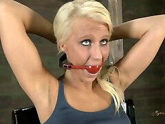 Slender big bottomed cute blondie is gagged ateep sister dad magallu up with ropes