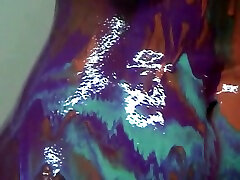 Nothing but a sexy bike stunt video Russian cutie smearing her body with paint