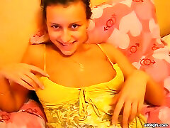 Big boobed princess sucks my big dick till I coat her juggs with cum