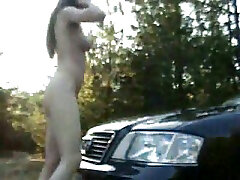 Fucking my lusty pale sin babe in forest on the hood of my audi