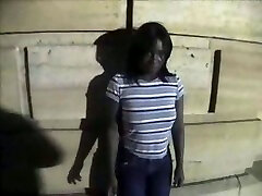 My bootyful ebony girlfriend exposes her curves on the bridge