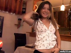 Teen striptease on the floor