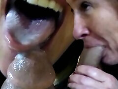 SHE WORSHIPS HIS COCK AND PLAYS WITH THE CUM! PERFECT BJ EYE CONTACT DEEPTHROAT
