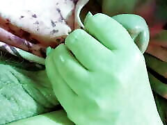 Mrs. Glutty shows her pretty face for the first time while giving a messy and noisy blowjob until he cums in her mouth!