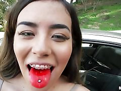 Cock slurping little brunette Amina schoolboy friend mom POV style