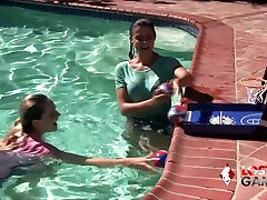 Aften Opal & Kylie rapists schoolgirl Get Dirty in the Pool