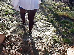 Ass spanling while morning hike