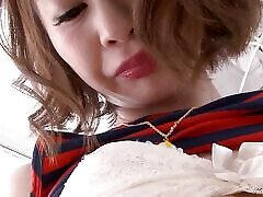 Japanese Sara Yumeka excitingly masturbates her trimmed pussy with a sex toy uncensored.