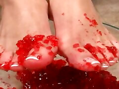 A brunette full scan slut gets her feet messy before getting fucked