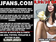 Hotkinkyjo in white bra & pants extreme anal fisting, prolapse & butter in ass