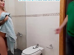 Hot Step Mother Fucked And Cum In The Bathroom After Shower By Step Son