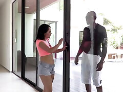 Interracial fucking after a xnxxx school grl makes oiled Kristina Rose cum